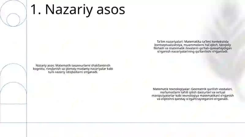 Matematik Tasavvurlarni Shakllantirish Nazariyasi Va Texnologiyalari Fanining Nazariy Asoslari 2