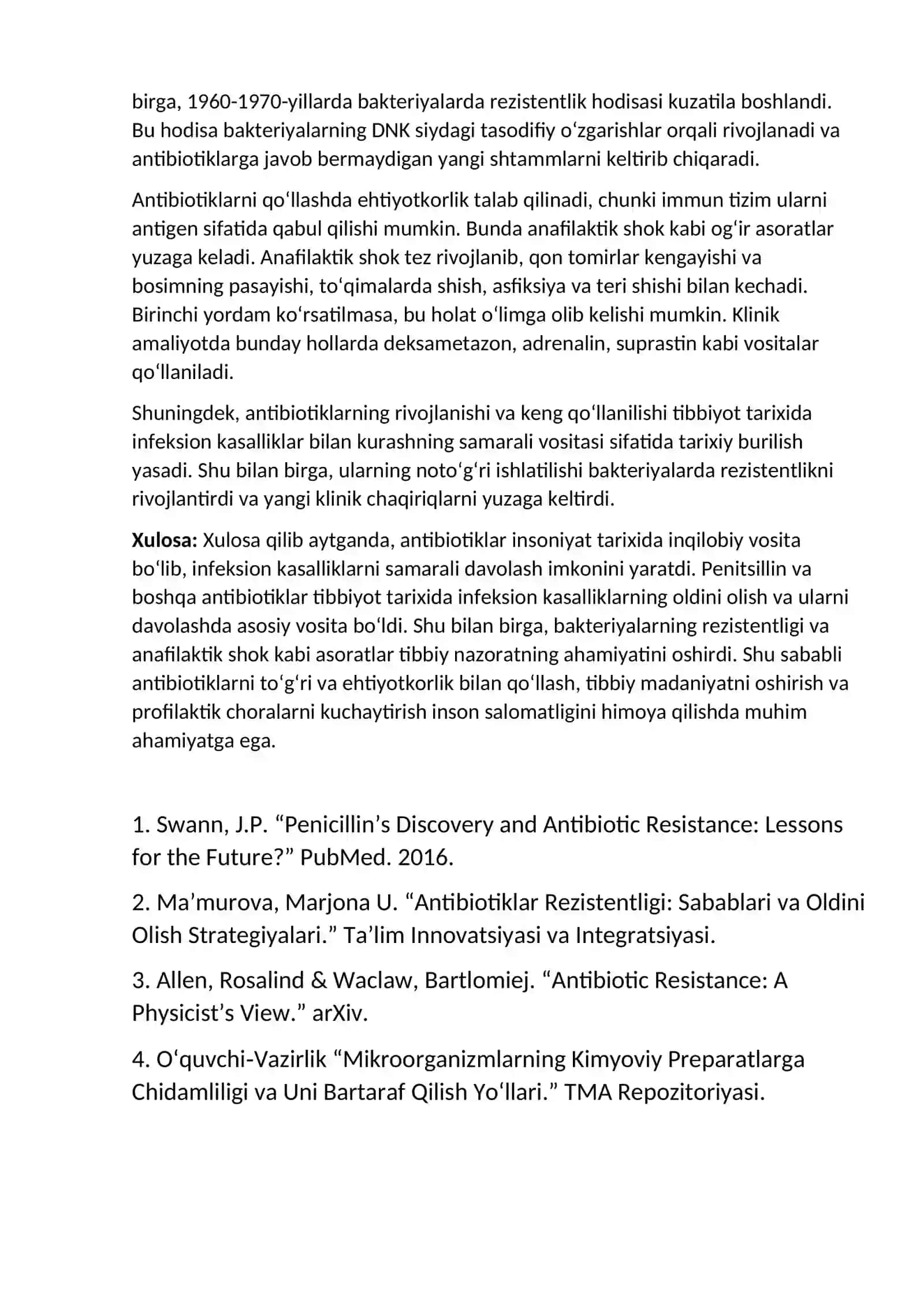 Tibbiyot tarixida antibiotiklarning kashfiyoti va ularning inson salomatligiga ta’siri 2