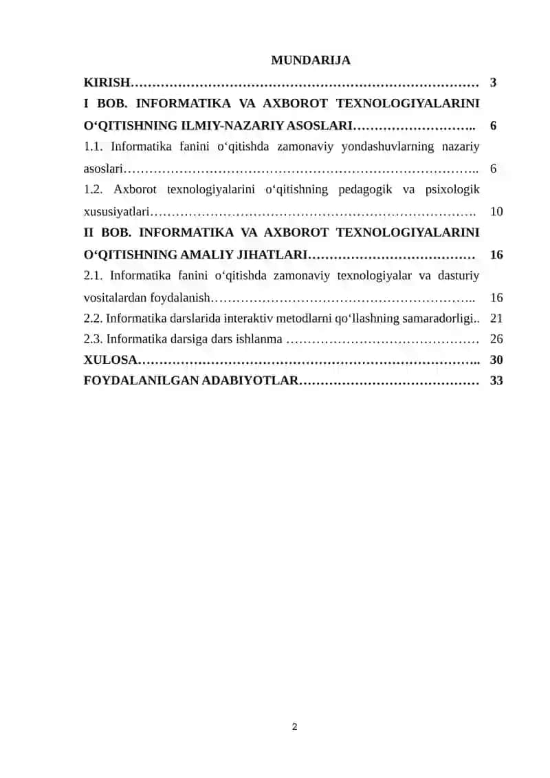 Informatika va axborot texnologiyalarini oʻqitishning maxsus masalalari 2
