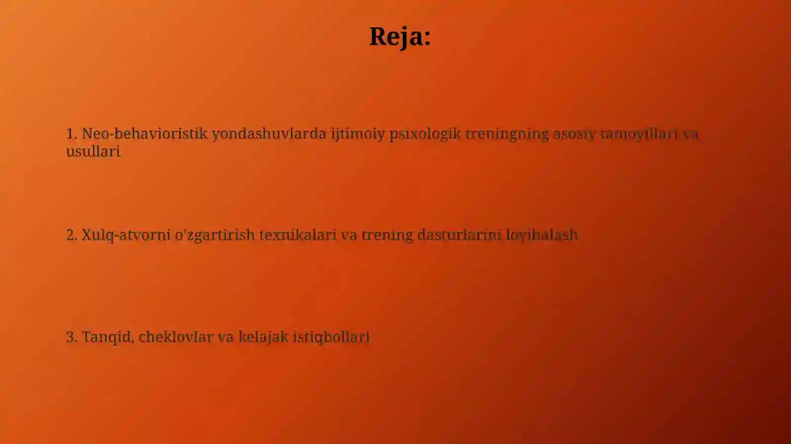 Neo-behavioristik yondashuvlarda ijtimoiy psixologik treningning asosiy tamoyillari va usullari 2