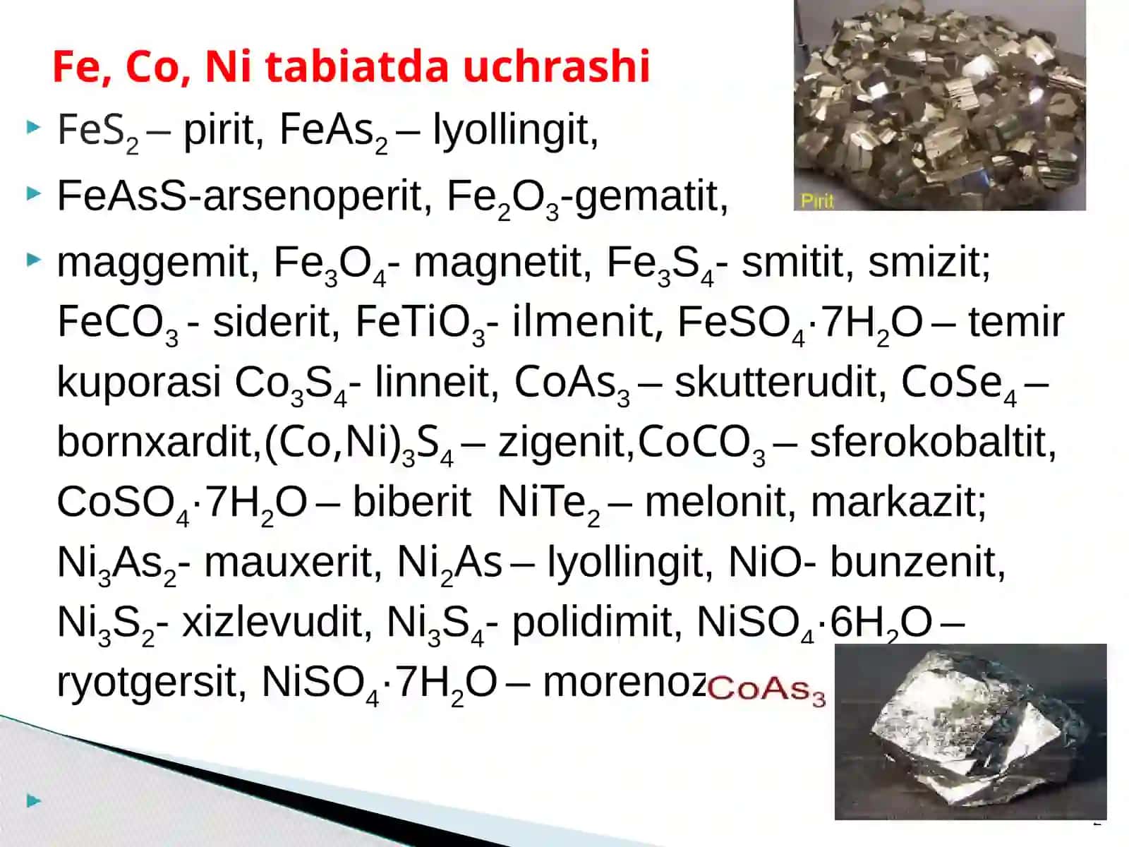 Sakkizinchi guruhning d-elementlari 2