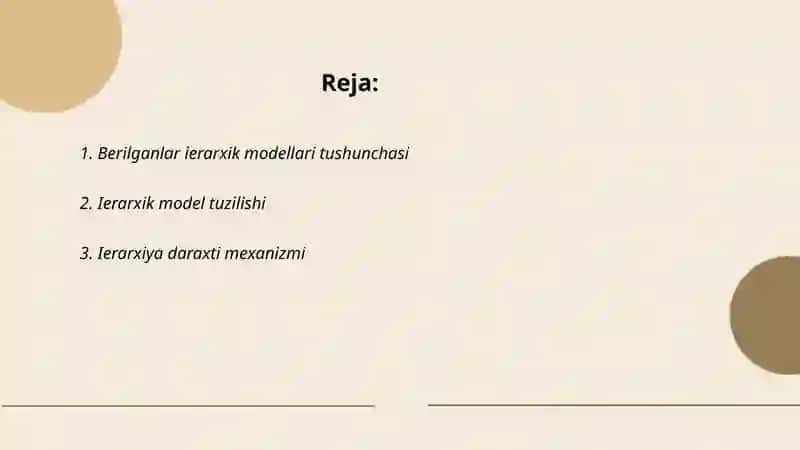 Berilganlar ierarxik modellari 2