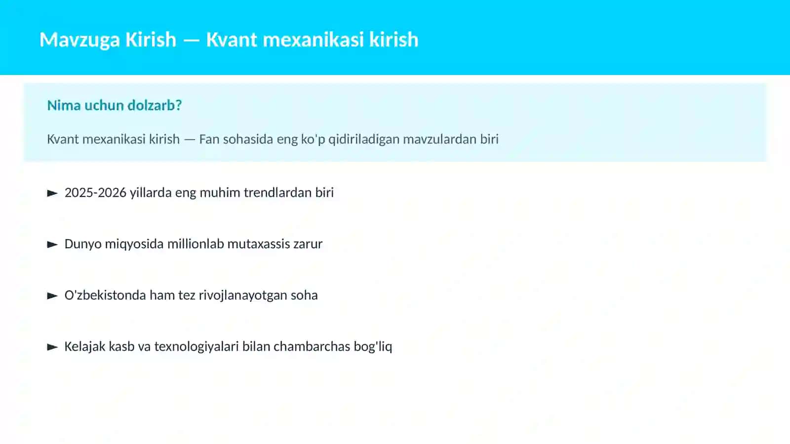 Kvant mexanikasi kirish 2