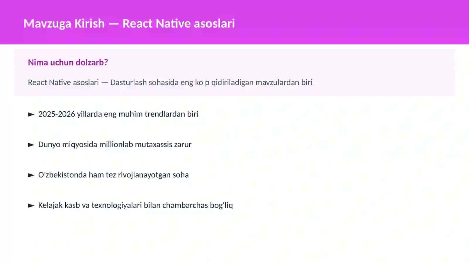 React Native asoslari 2