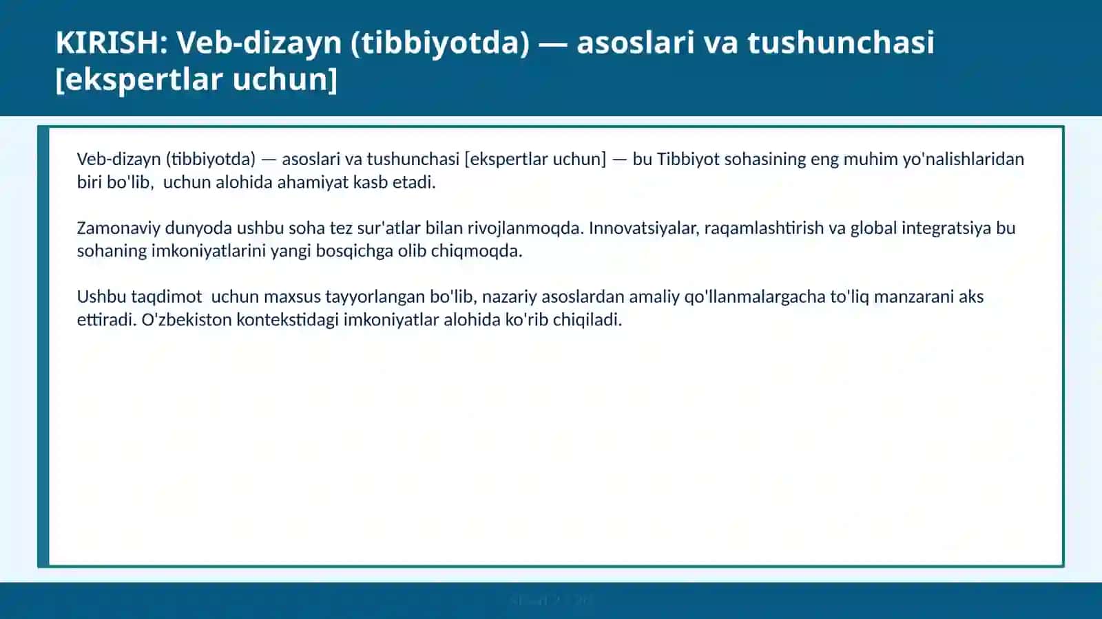 Veb-dizayn (tibbiyotda) — asoslari va tushunchasi [ekspertlar uchun] 2