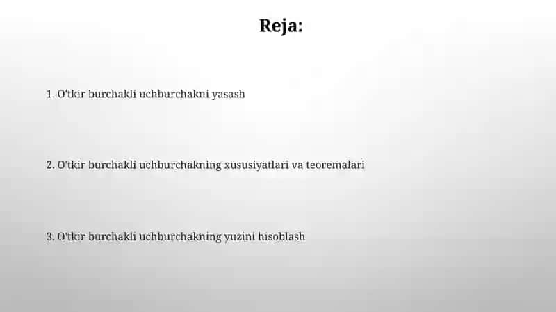 O'tkir burchakli uchburchaklar 2