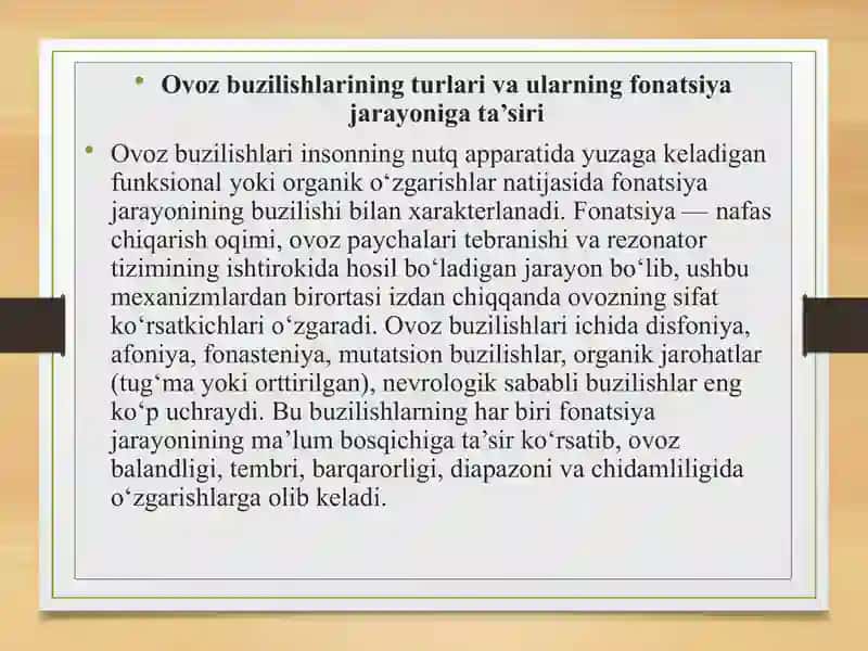 Turli ovoz buzilishlarida ovoz qo‘yish yo‘llari.Umumiy va farqli tomonlari 2