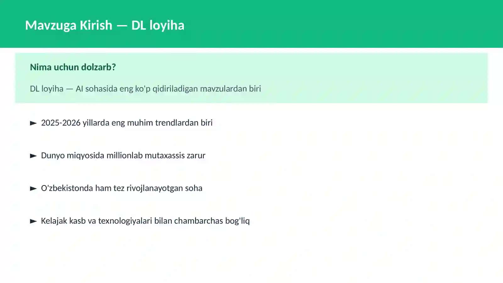AI | DEEP LEARNING VA NEYRON TARMOQLAR 2