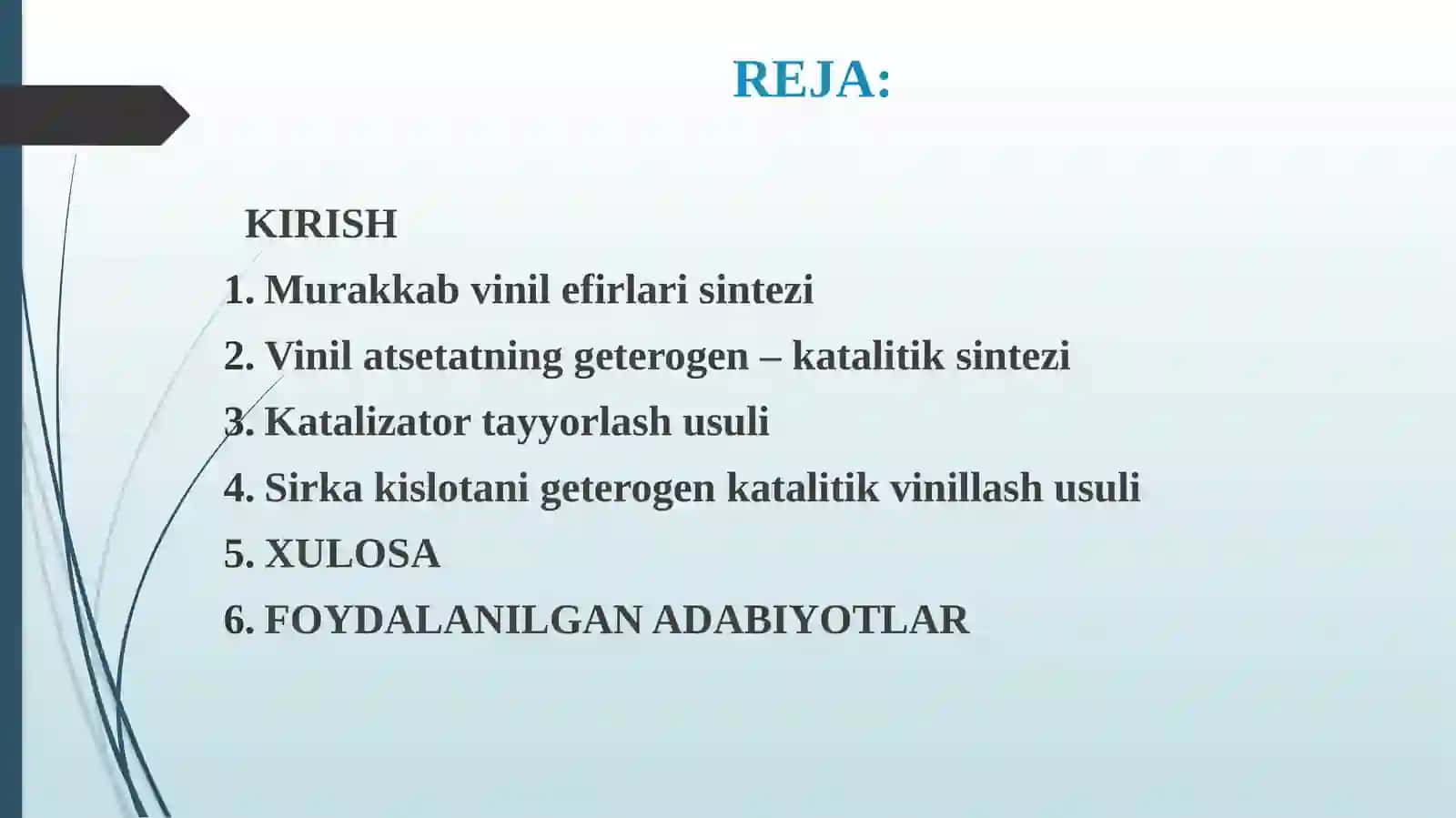 Vinil efirlari sintezi 2