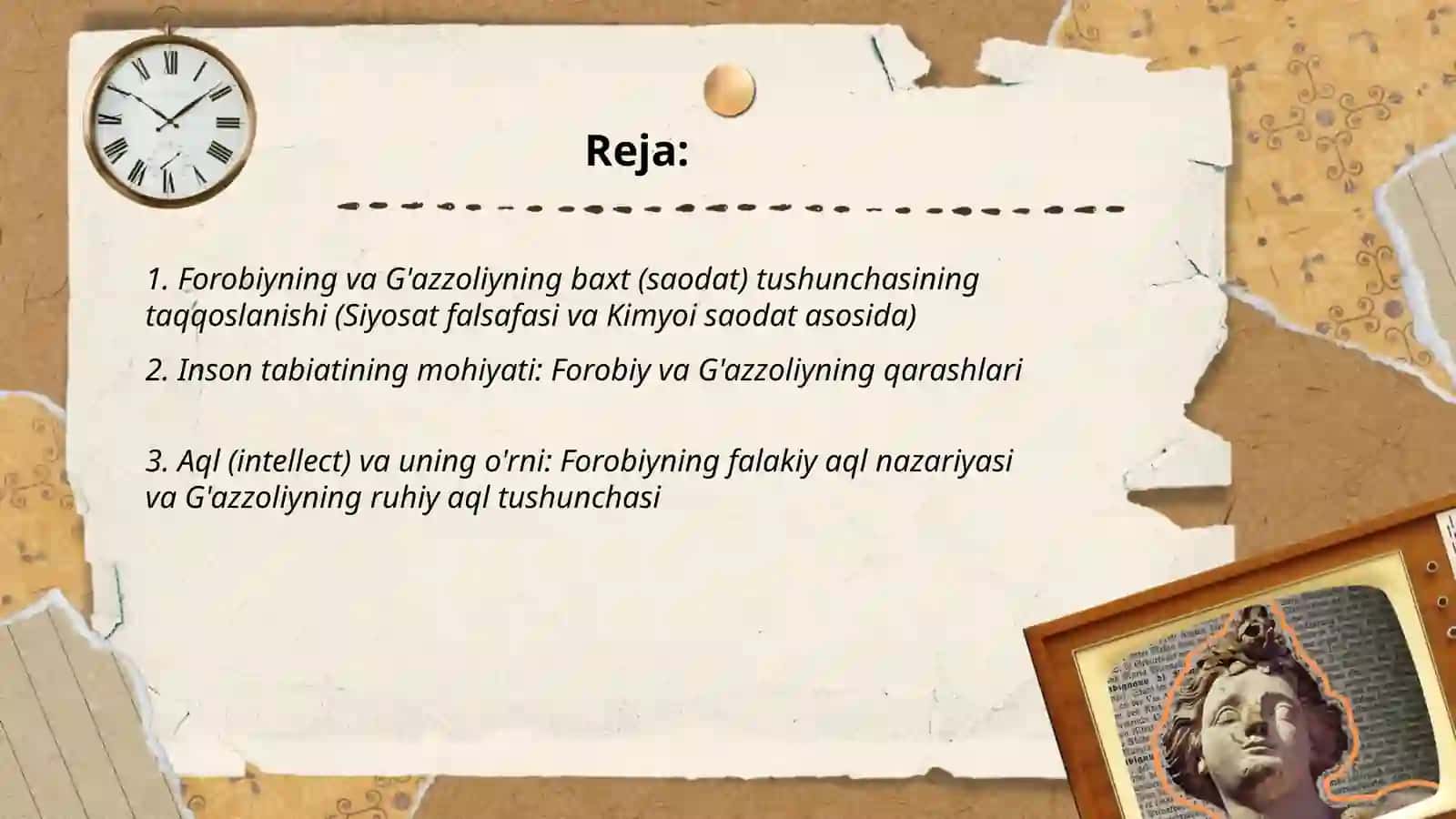 Abu Nasr Forobiy va G'azzoliyning falsafa ilmiga oid qarashlarini qiyosiy tahlil etish (Forobiyning "Siyosat falsafasi" va G'azzoliyning "Kimyoi saodat" asarlari asosida 2