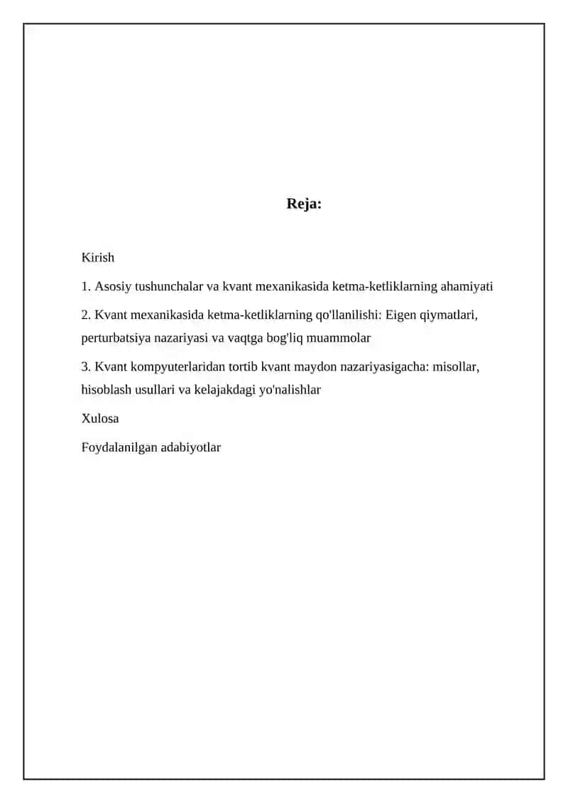 Sonli ketma-ketliklarni kvant mexanikasidagi tatbiqlari 2