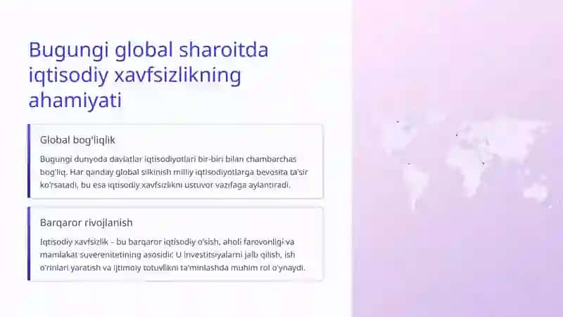 Iqtisodiy xavfsizlik: Ichki va tashqi xavflar 2