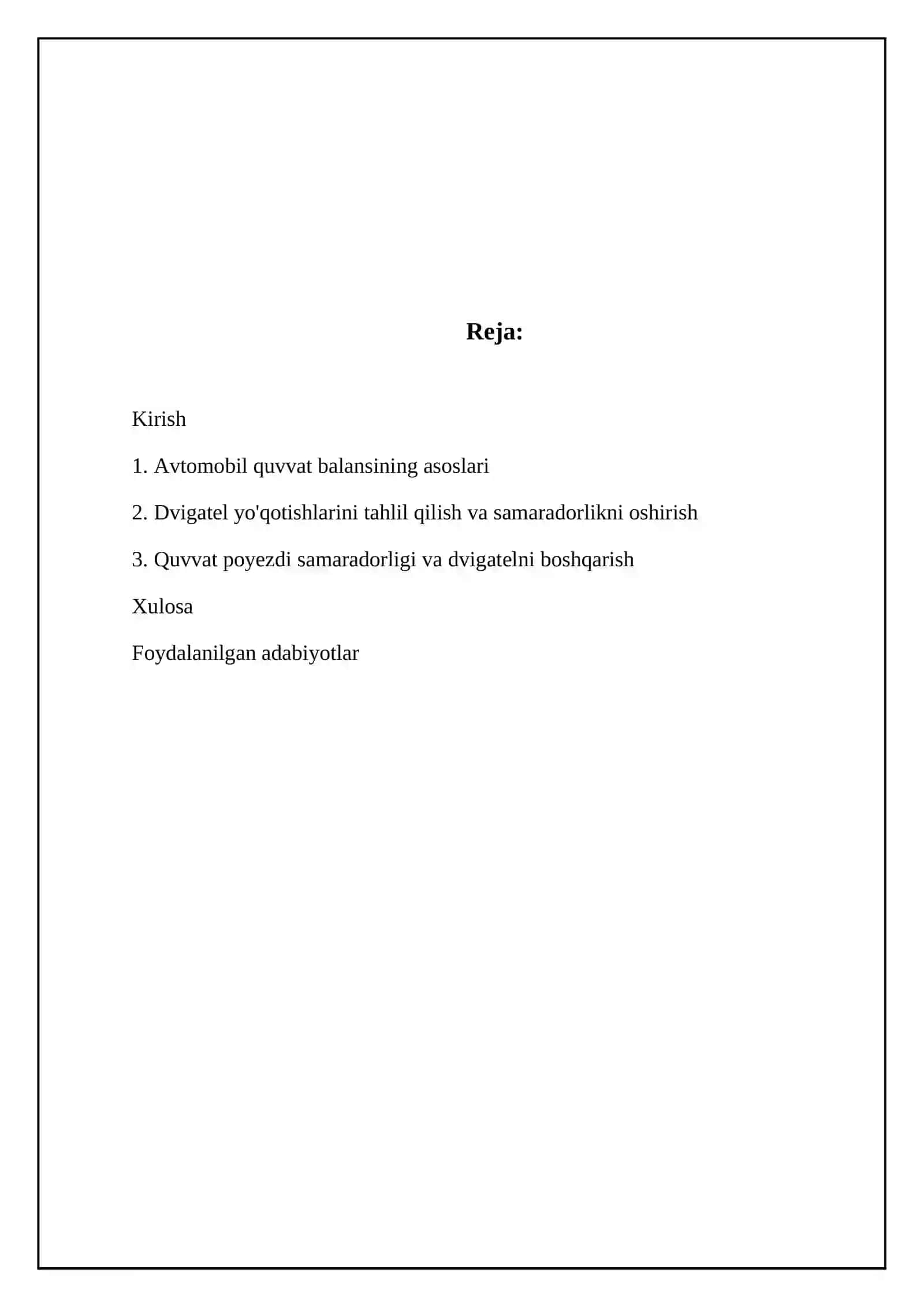 Avtomobil quvvat balansining asoslari 2