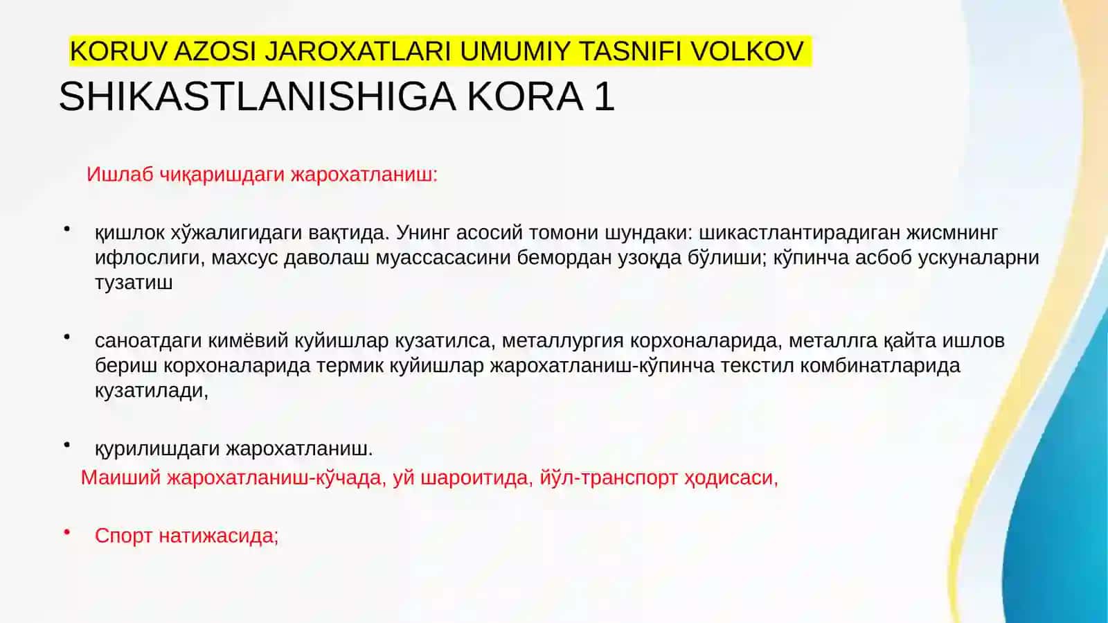 JAROXATLAR TASNIFI 2