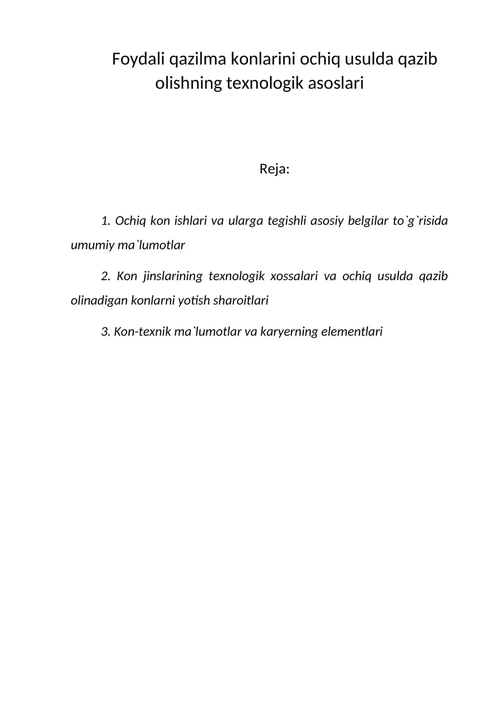 OCHIQ KONCHILIK ISHLARINING XAVFSIZLIGINI TAMINLASH 2