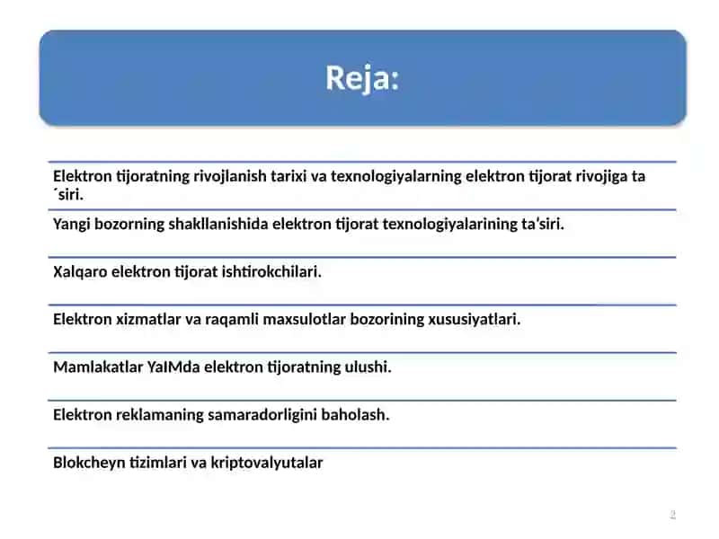 Zamonaviy elektron tijorat bozori xususiyatlari 2
