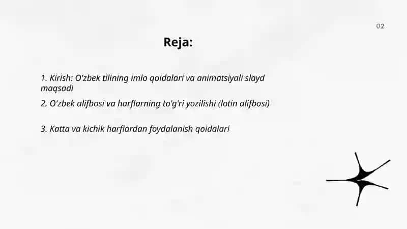 O'zbek tilining asosiy imlo qoidalari (annimatsiyali slayd tayyorlash) 2