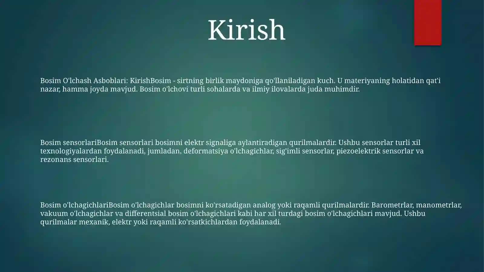 Bosim O'lchash Asboblari 2