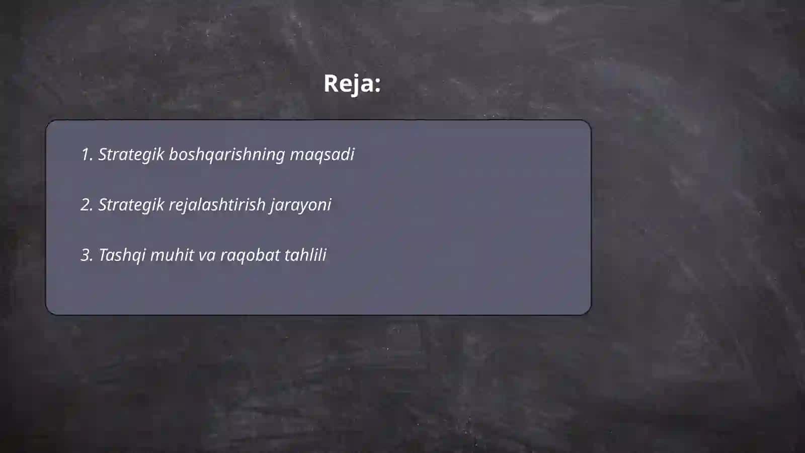 Strategik boshqarish jarayonining ta'rifi 2