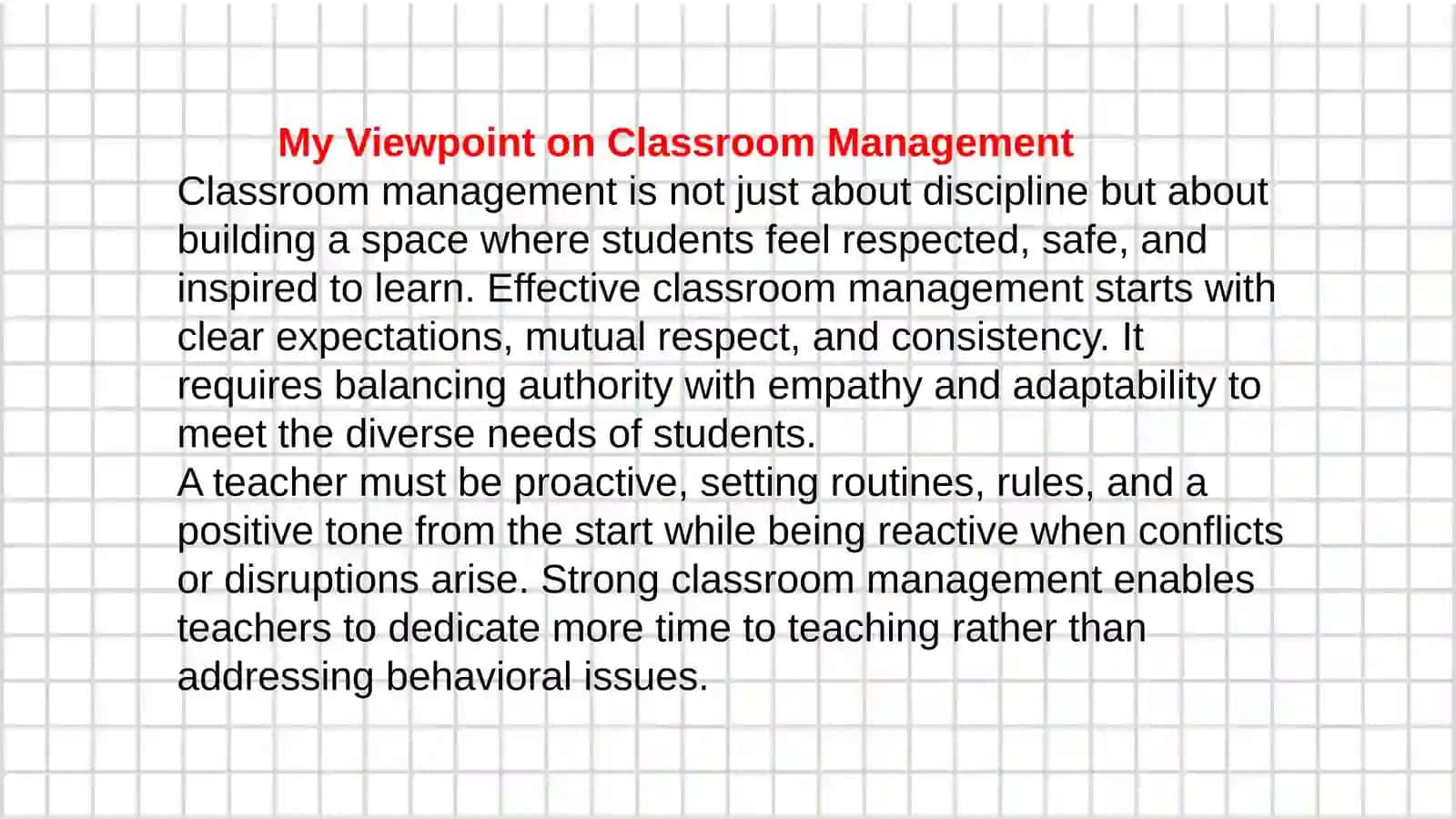 My Viewpoint on Classroom Management 2