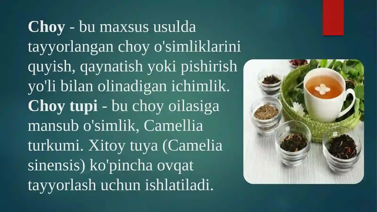 Choylar va yig’malar tarkibi va texnalogiyasi 2