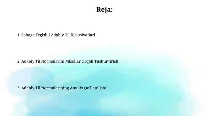 Sohaga oid Adabiy Til Me`yorlarini Tushuntirish 2