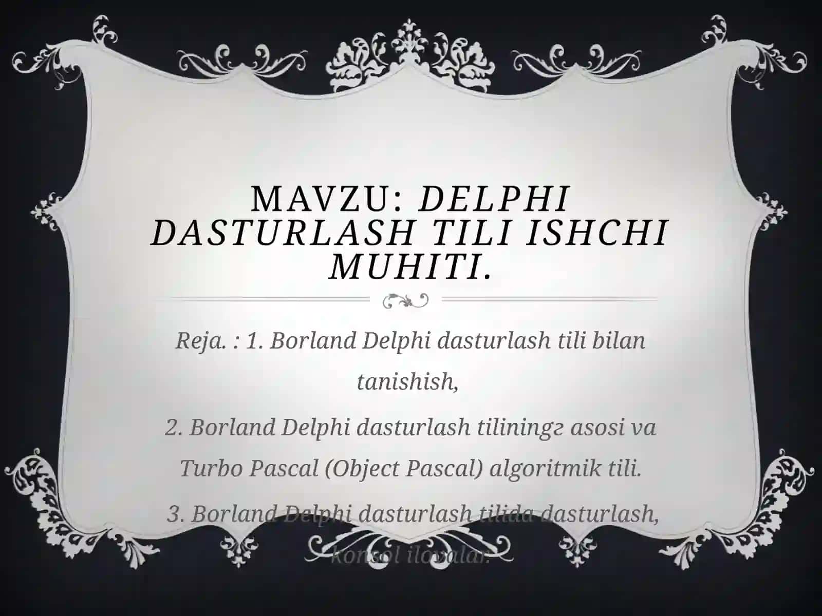 Delphi dasturlash tili ishchi muhiti 2