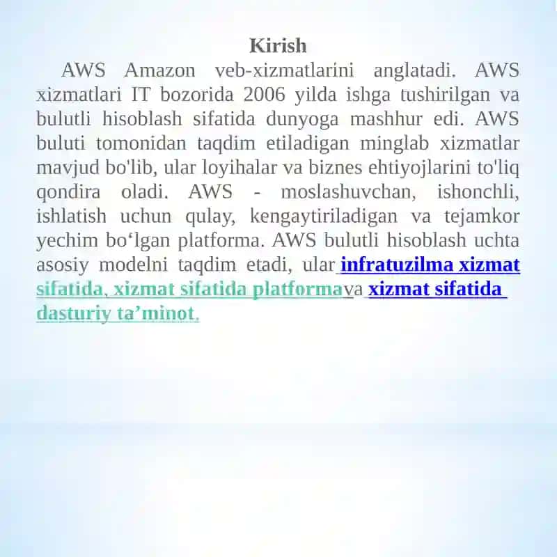 Amazon Cloud xizmatlari 2