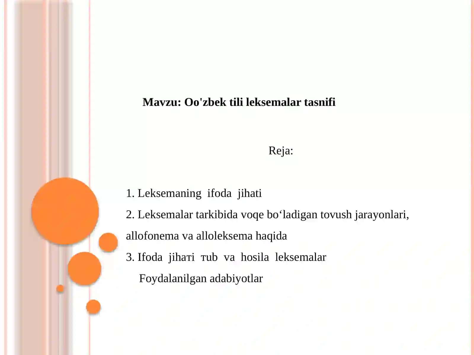 O'zbek tili leksemalar tasnifi 2
