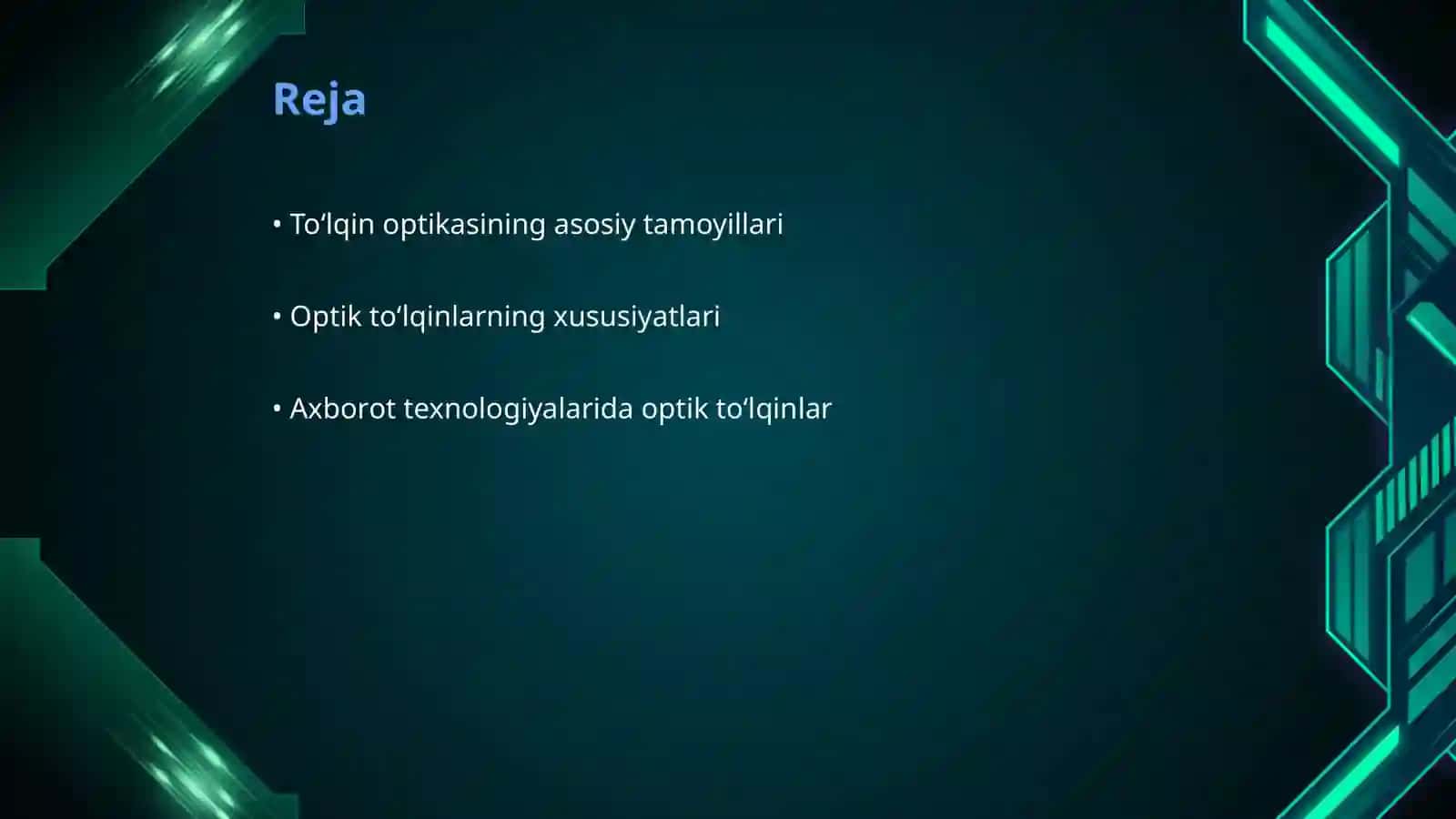 Toʻlqin optikasi va axborot texnologiyalaridagi qoʻllanilishi 2