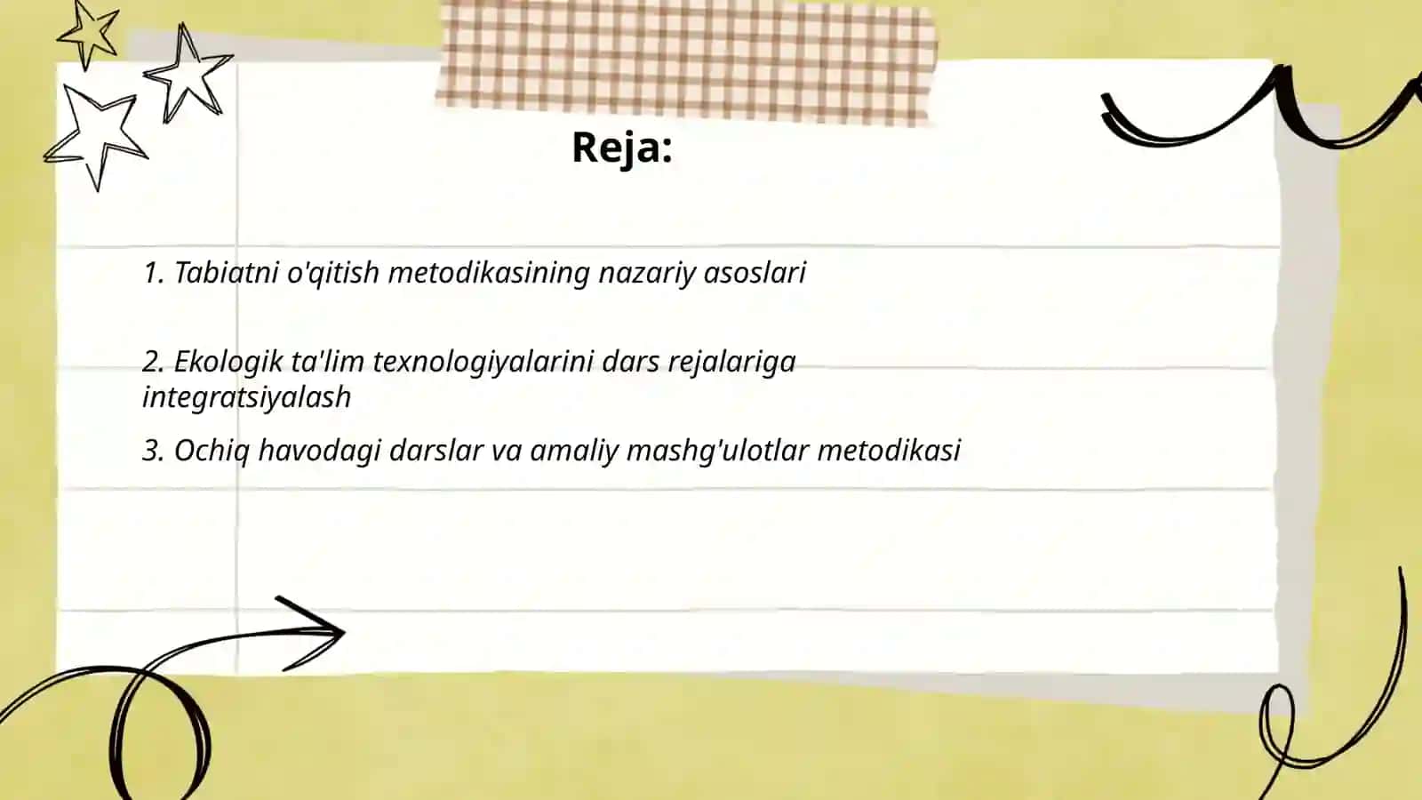 Tabiatni o'qitish metodikasi Ekologik ta'lim texnolgiyasi 2