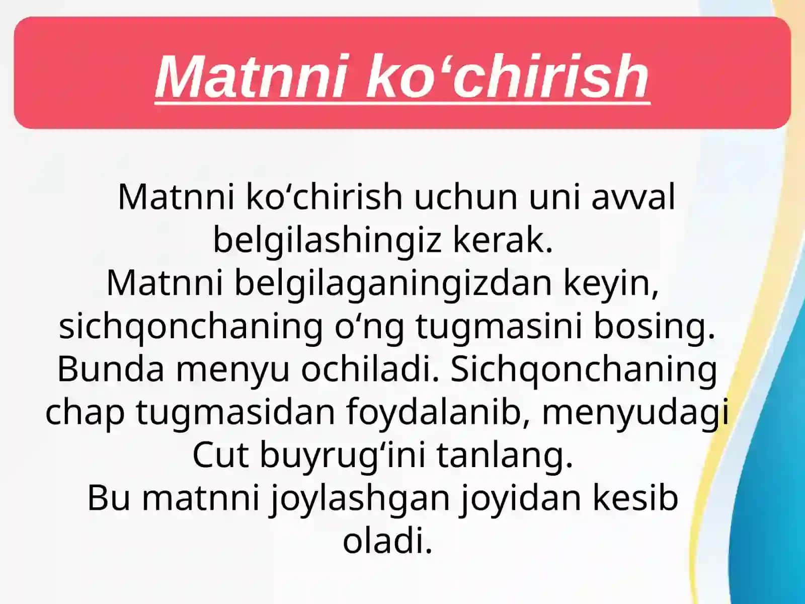 Matnni  ko’chirish 2