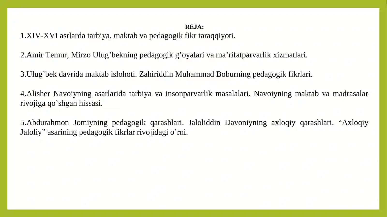 XIV asrning ikkinchi yarmi va XVI asrda Movarounnahrda boshlang’ich maktabda tarbiya 2
