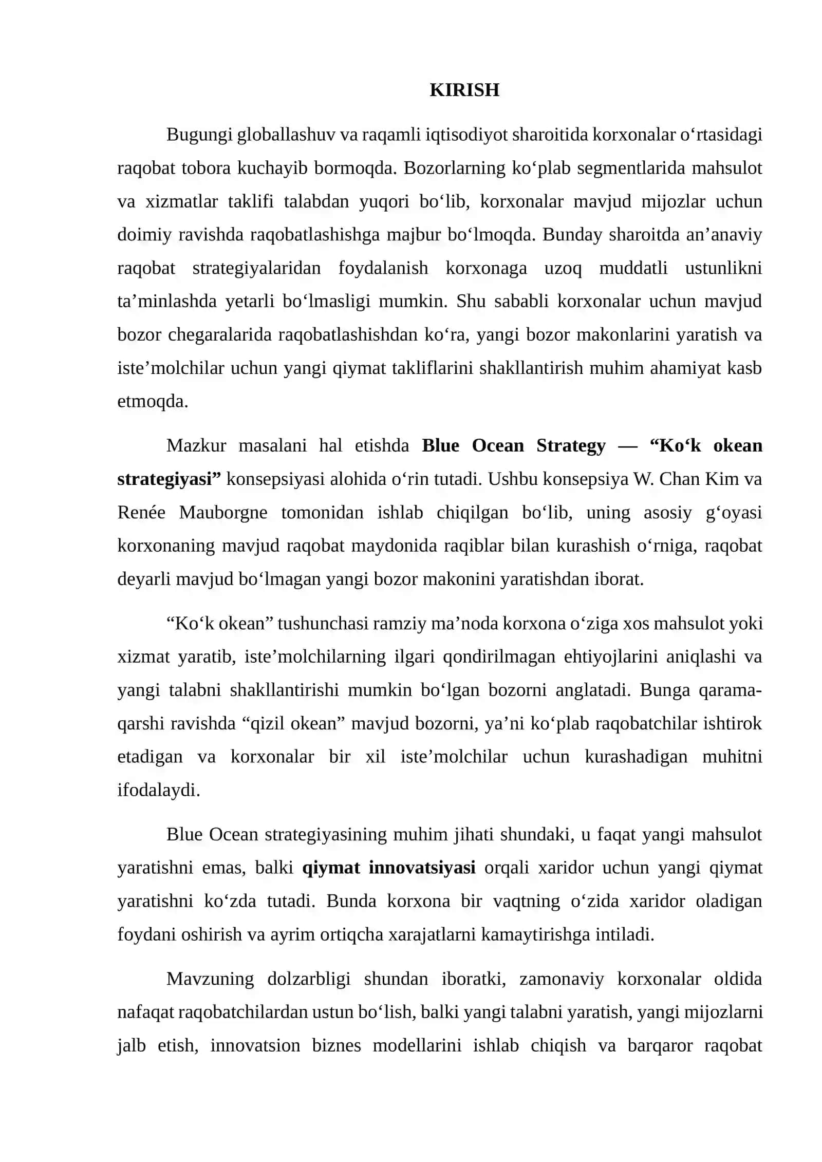 BLUE OCEAN STRATEGIYASI ASOSIDA YANGI BOZOR YARATISH 2