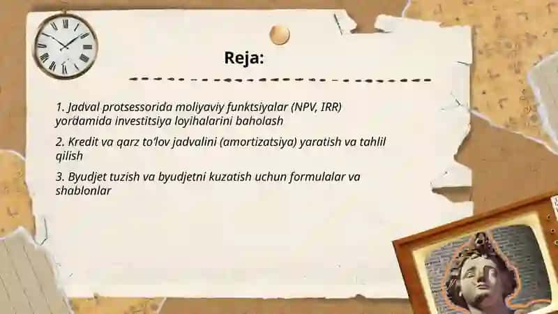 Jadval protsessorida iqtisodiy masalalarni yechish 2