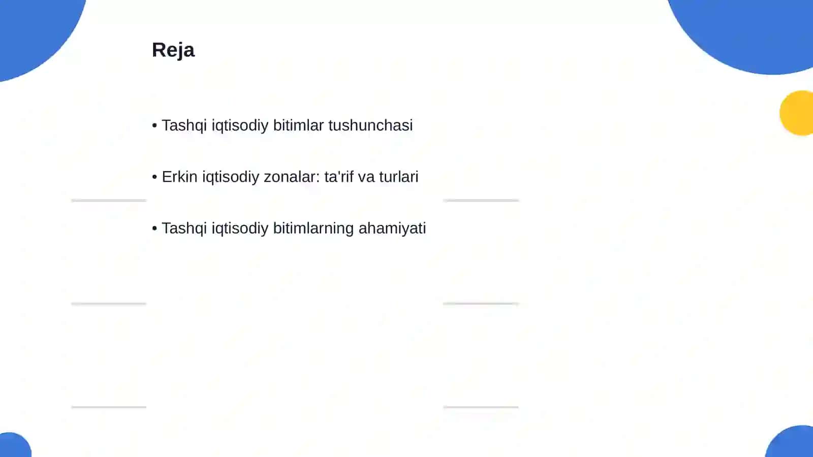 Tashqi iqtisodiy bitimlar erkin iqtisodiy zonalar 2
