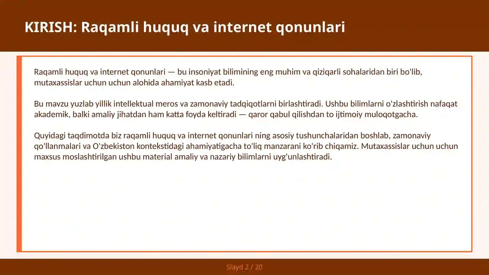 Raqamli huquq va internet qonunlari 2