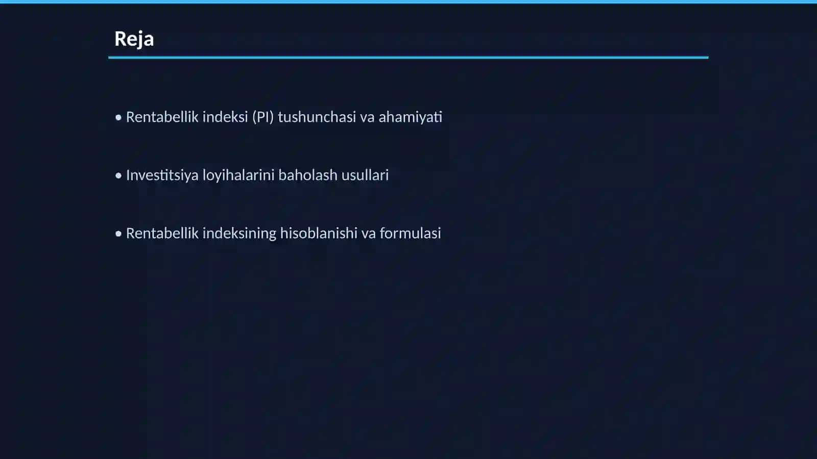 Rentabellik indeksi (PI) va investitsiya loyihalarini tanlash 2