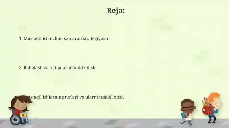 Mustaqil ishlarni tashkil etish 2