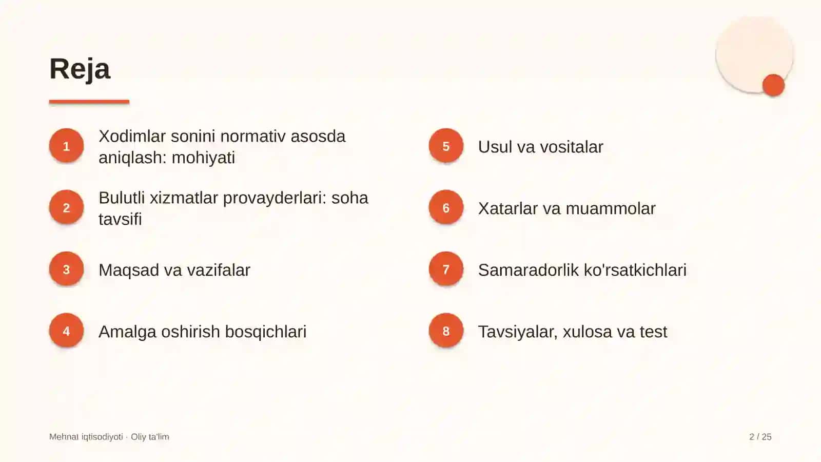 Mehnat iqtisodiyoti · Oliy ta'lim 2