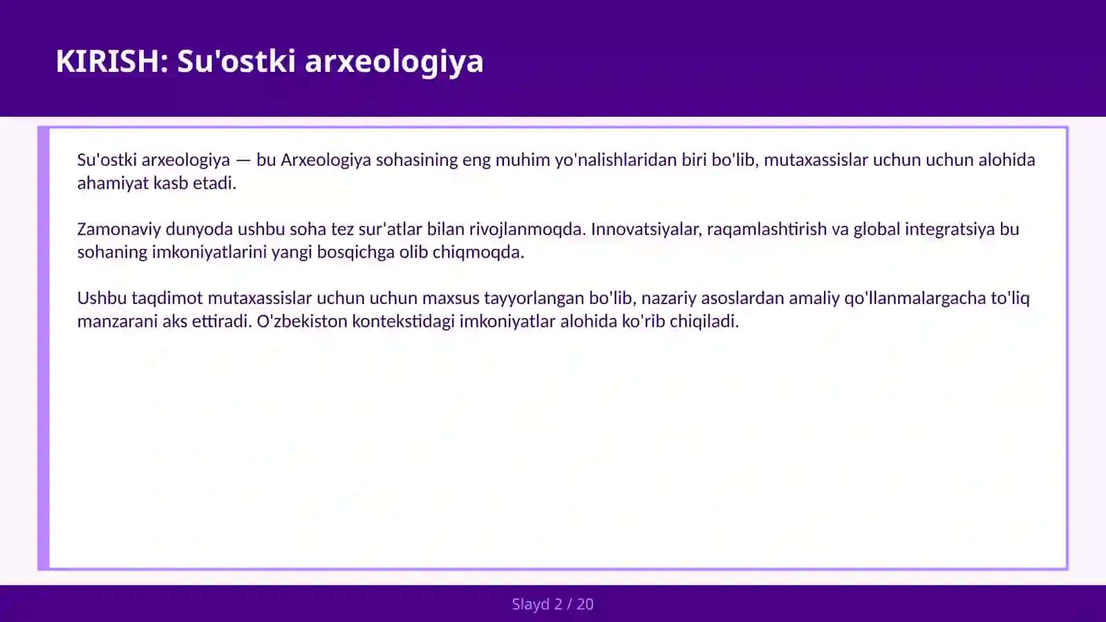 SU'OSTKI ARXEOLOGIYA 2