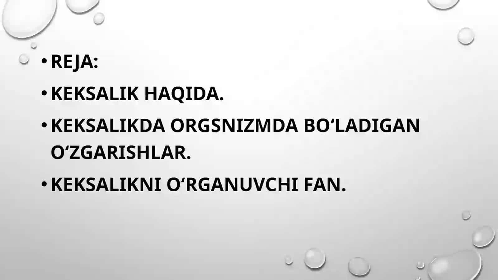 Organizmning keksayish davriga hos xususiyatlari 2