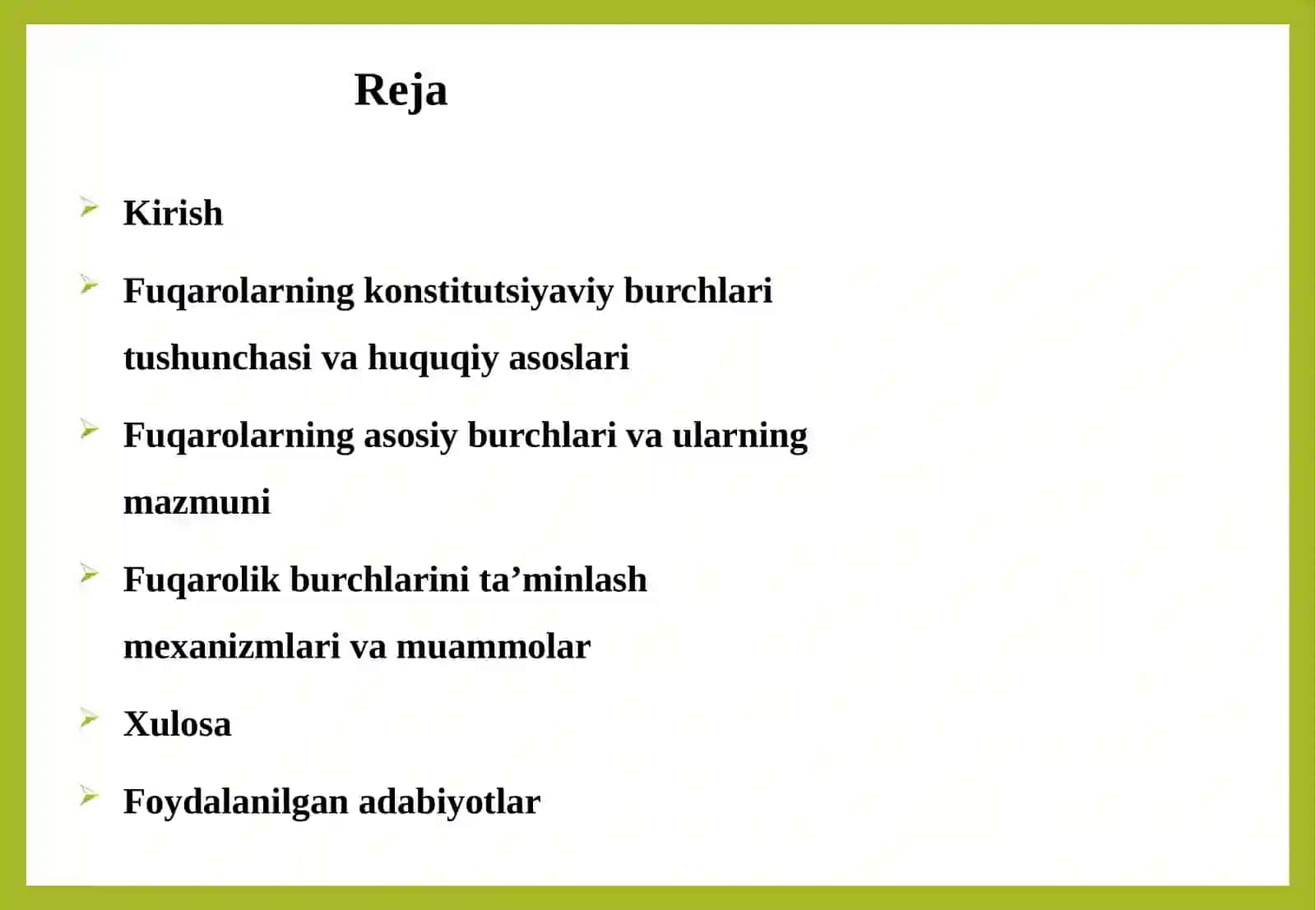 O‘zbekiston Respublikasi Konstitutsiyasida belgilangan fuqarolarning burchlari 2