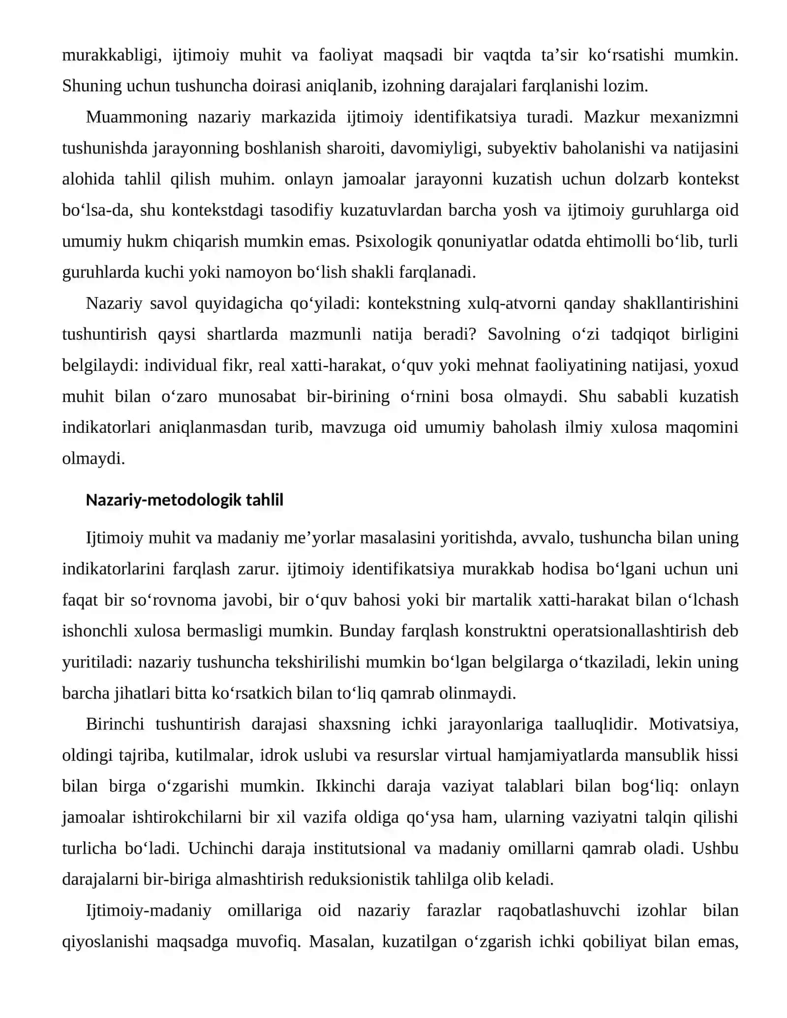 VIRTUAL HAMJAMIYATLARDA MANSUBLIK HISSI — IJTIMOIY-MADANIY OMILLARI 2