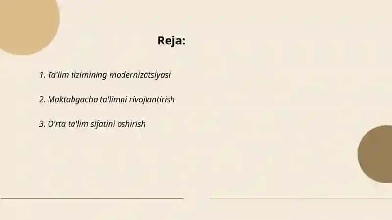Ta'lim tizimining modernizatsiyasi 2
