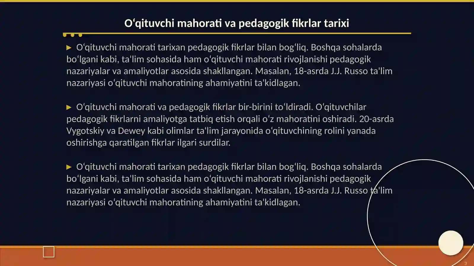 Pedagogik fikrlar va maktablar tarixida o‘qituvchi mahorati masalalari. Pedagogik mahoratning asosiy tarkibiy qismlari. Pedagogik fikrlar taraqqiyotida o‘qituvchi mahorati masalalari 2