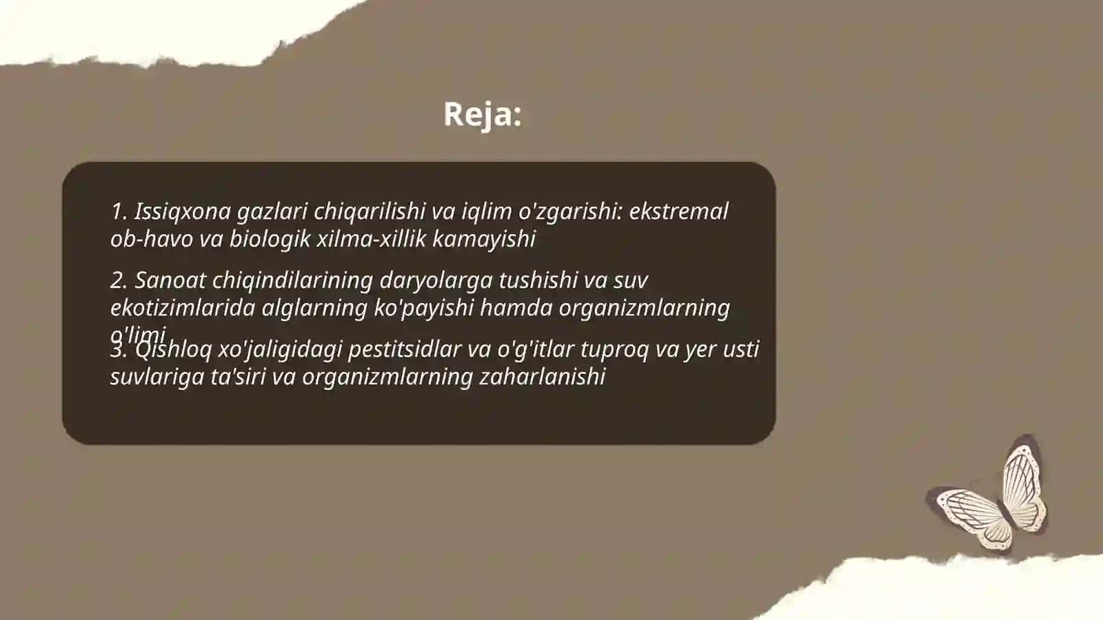 Inson faoliyatining tabiatga ta'siri va tabiatning javobi 2