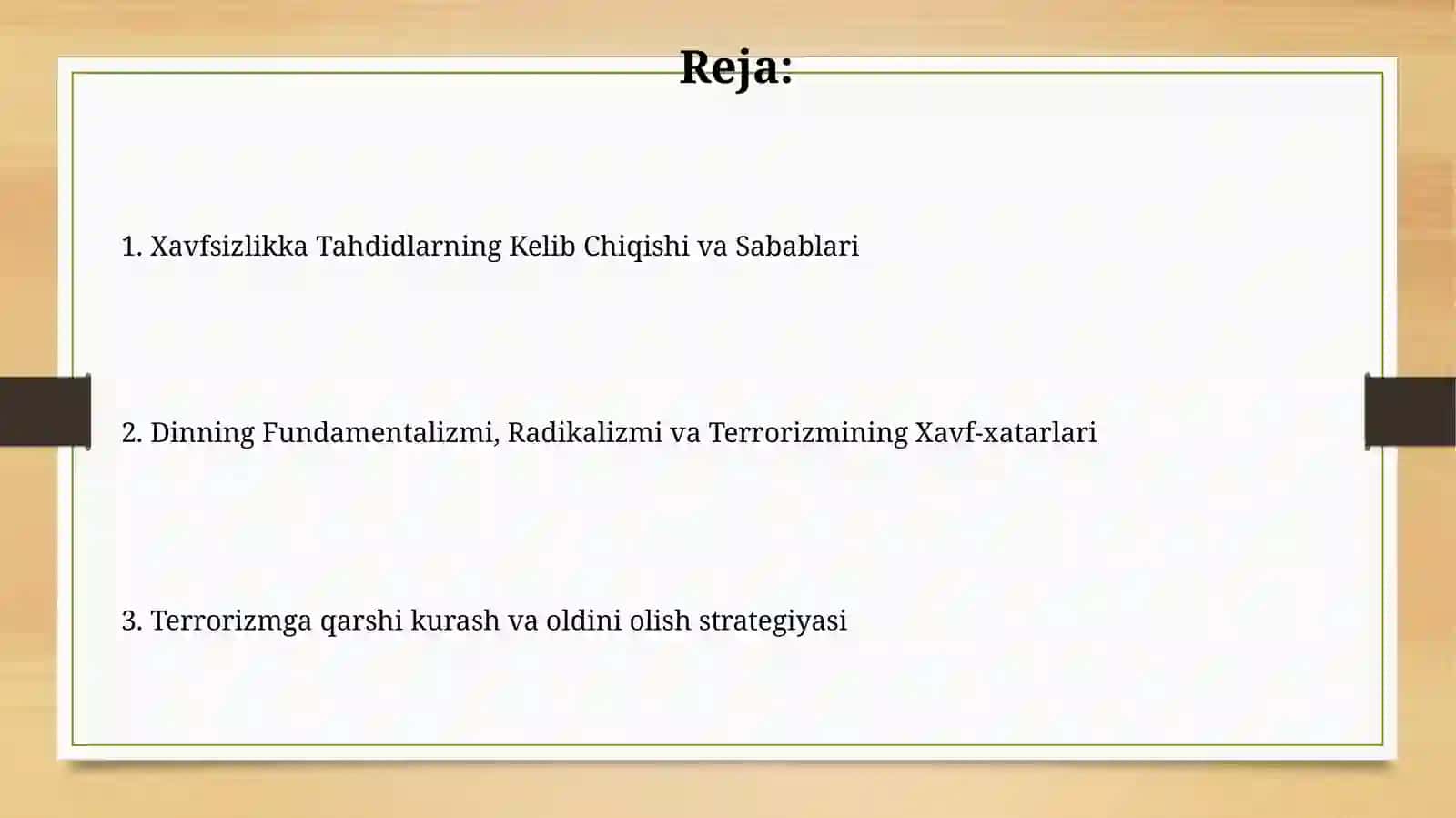Diniy fundamentalizm, Radikalizm va terrorizm xavfsizlikka tahdid 2