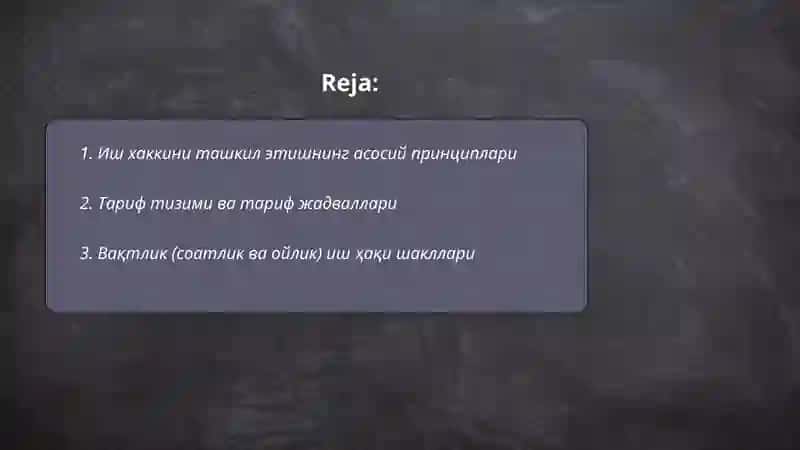 Иш хаккини ташкил этиш шакллари ва тизимлари 2