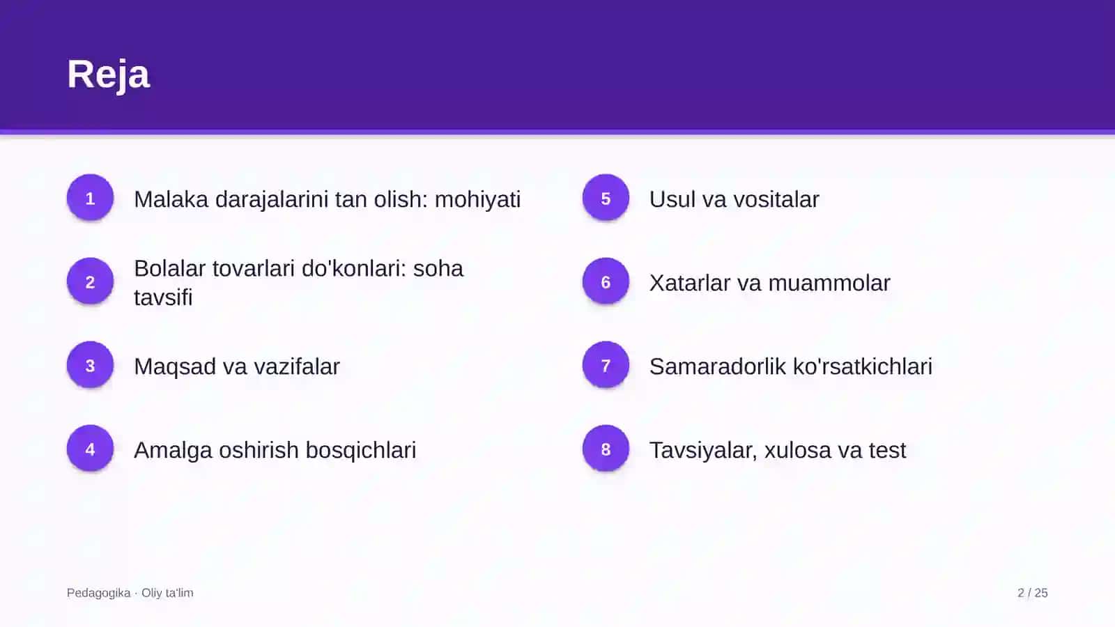 bolalar tovarlari do'konlarida malaka darajalarini tan olish 8989 2